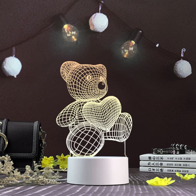 3d night light three-dimensional creative plug-in cartoon jellyfish usb table lamp acrylic diy custom event net red gift