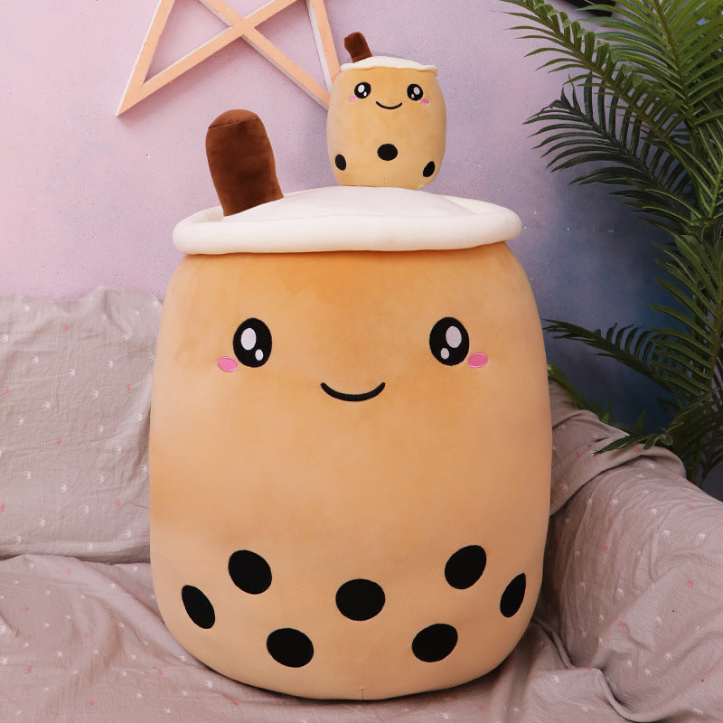 Creative simulation milk tea plush toy cup pillow cute funny doll pearl milk tea cup cushion creative decoration