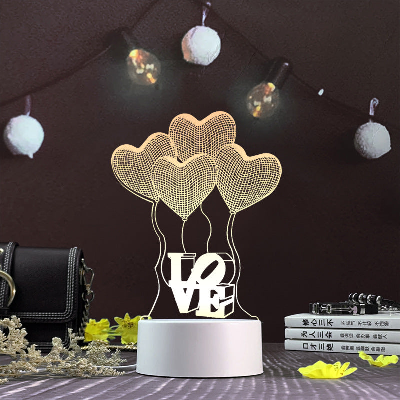 3d night light three-dimensional creative plug-in cartoon jellyfish usb table lamp acrylic diy custom event net red gift