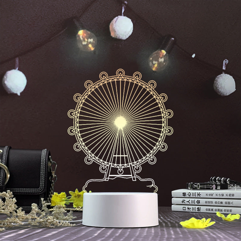 3d night light three-dimensional creative plug-in cartoon jellyfish usb table lamp acrylic diy custom event net red gift