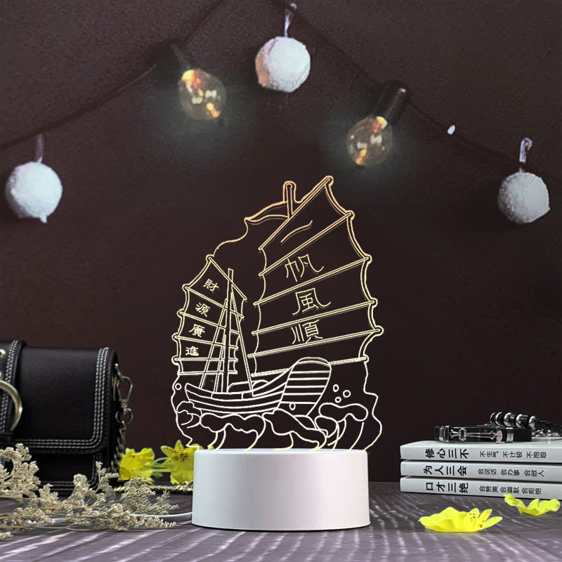 3d night light three-dimensional creative plug-in cartoon jellyfish usb table lamp acrylic diy custom event net red gift