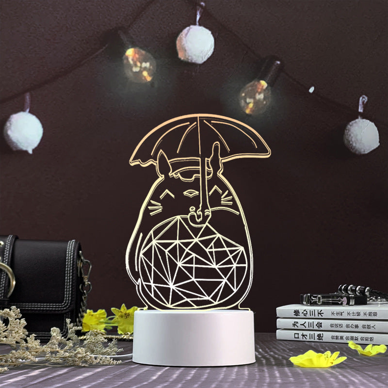 3d night light three-dimensional creative plug-in cartoon jellyfish usb table lamp acrylic diy custom event net red gift