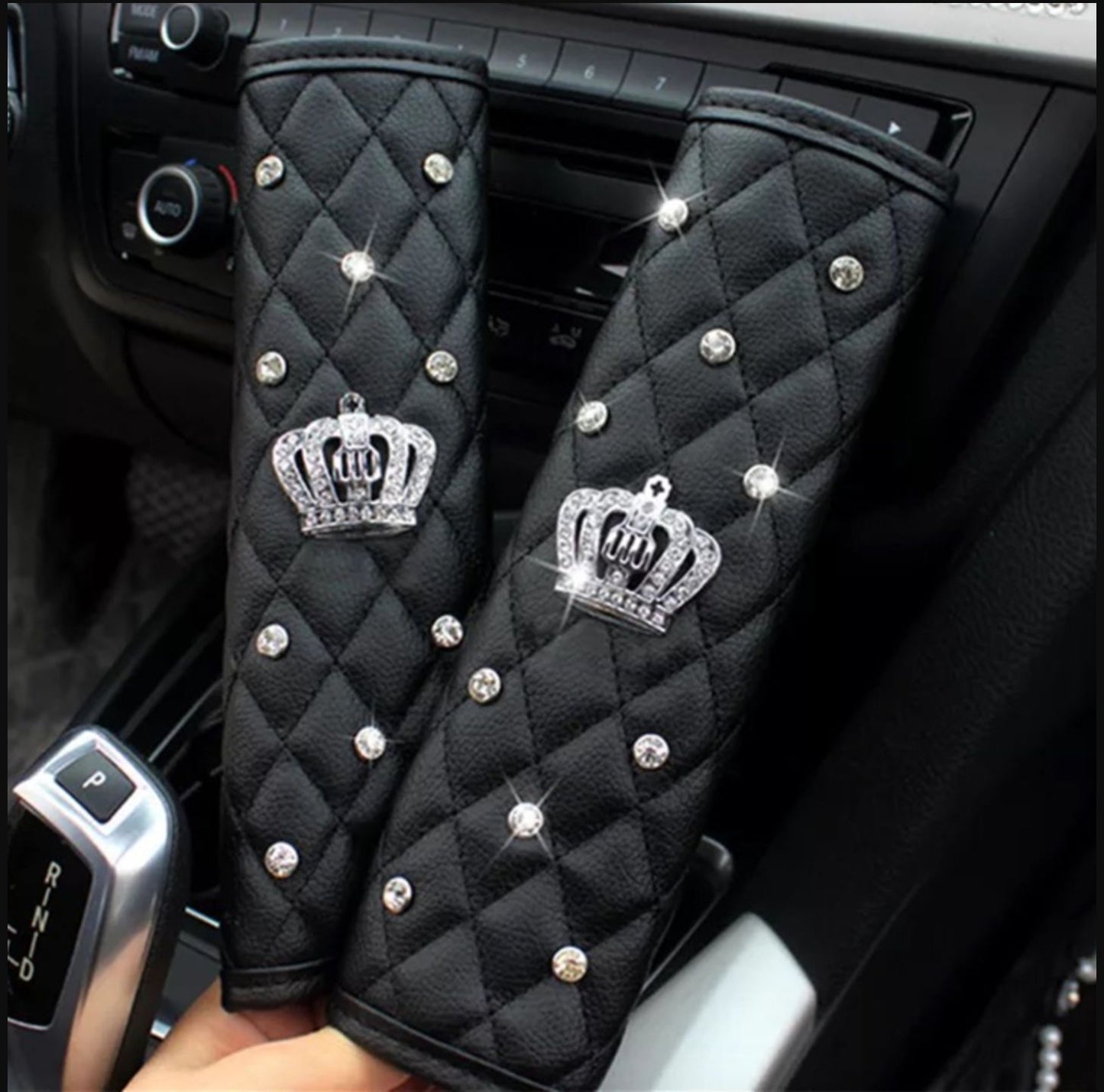 Crown seat belt shoulder pad DAD sleeve One-button start ring Automotive interior supplies seat belt cover ornament shoulder pad