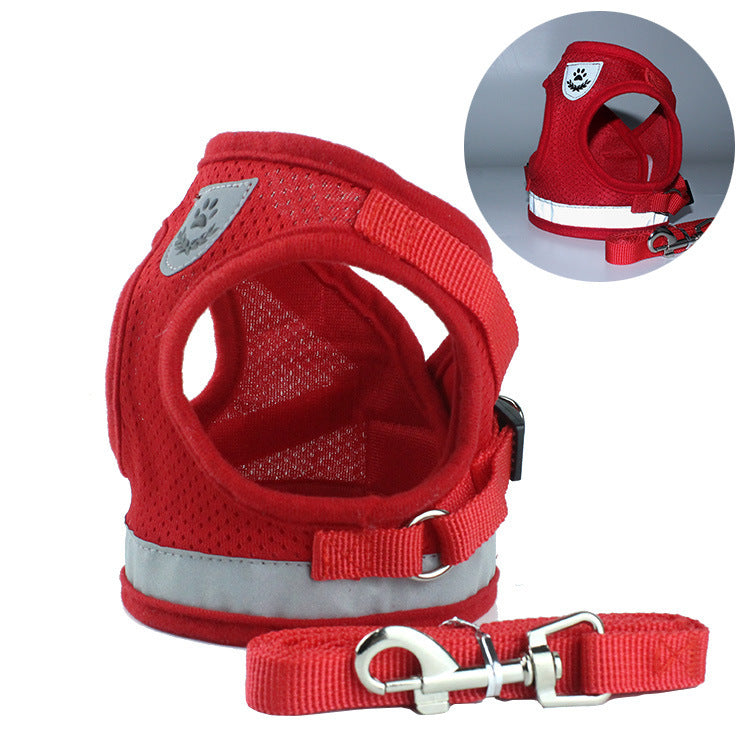 Cross-border hot style pet chest harness vest-style dog leash reflective dog rope pet supplies wholesale