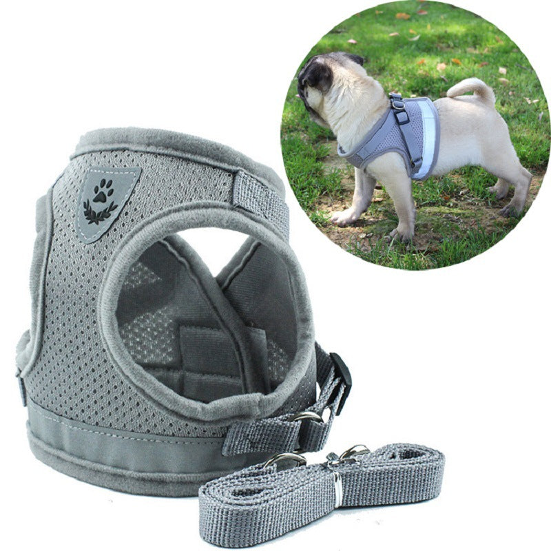 Cross-border hot style pet chest harness vest-style dog leash reflective dog rope pet supplies wholesale