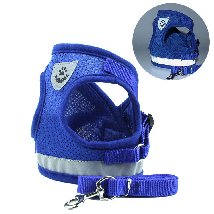 Cross-border hot style pet chest harness vest-style dog leash reflective dog rope pet supplies wholesale
