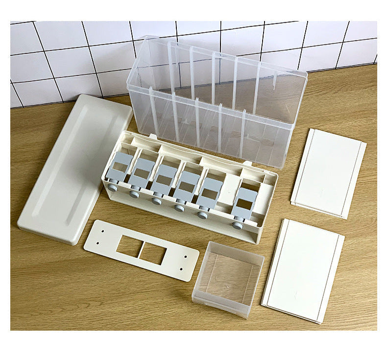 Wall-mounted divided grains tank, rice bucket, classification and metering, rice cylinder, automatic rice output, plastic storage tank, sealed tank