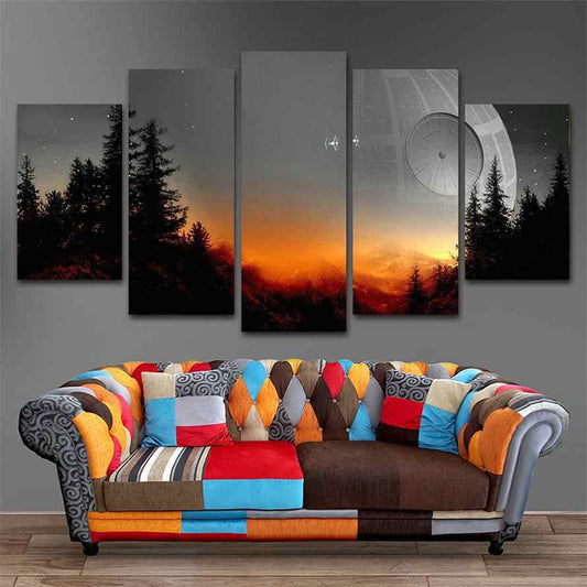 Modern modular picture mural framed 5 pieces of dead tree paintings living room prints movie posters and prints