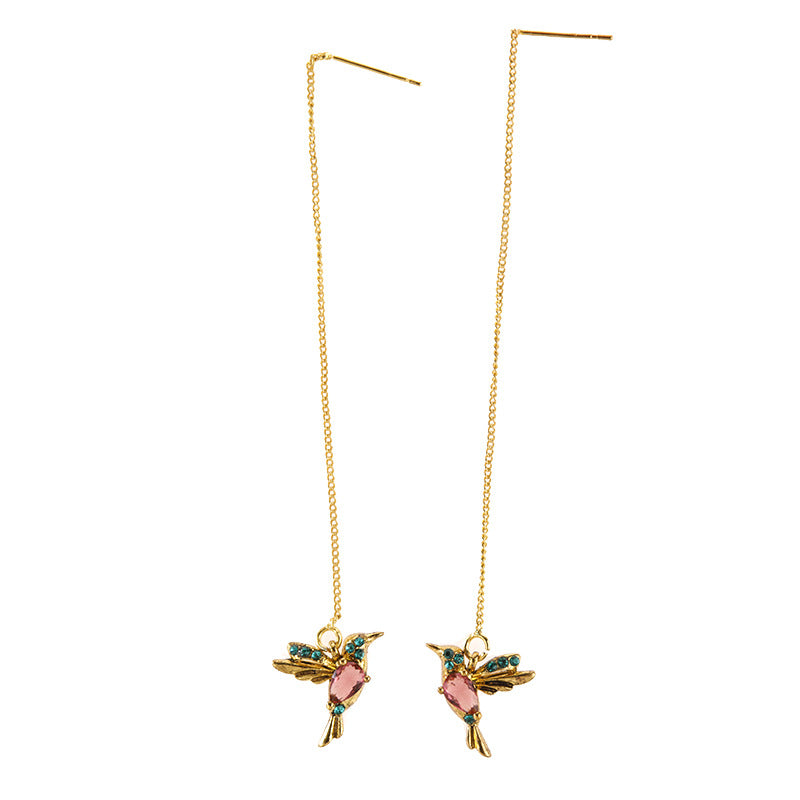Cross-border hot-selling jewelry red mixed zirconium wings bird earrings new arrival new factory direct sales
