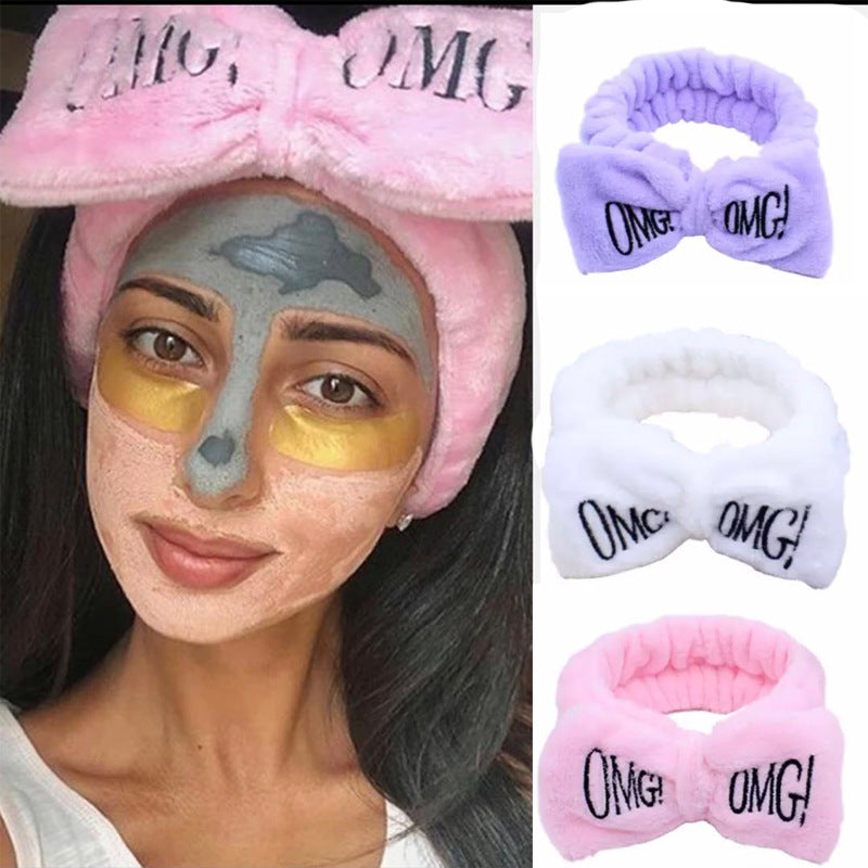 Cross-border explosion models Korean version of OMG headband hairband ladies wide-brimmed elastic face wash makeup headband bow tie headband