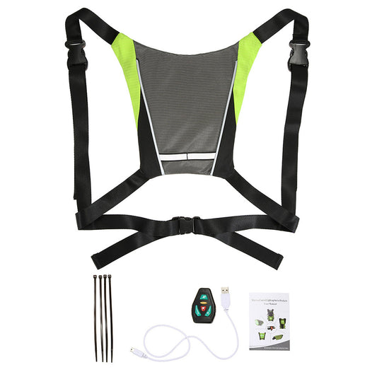 Wireless remote control LED luminous warning cycling vest, running safety vest, night running luminous indicator back clip