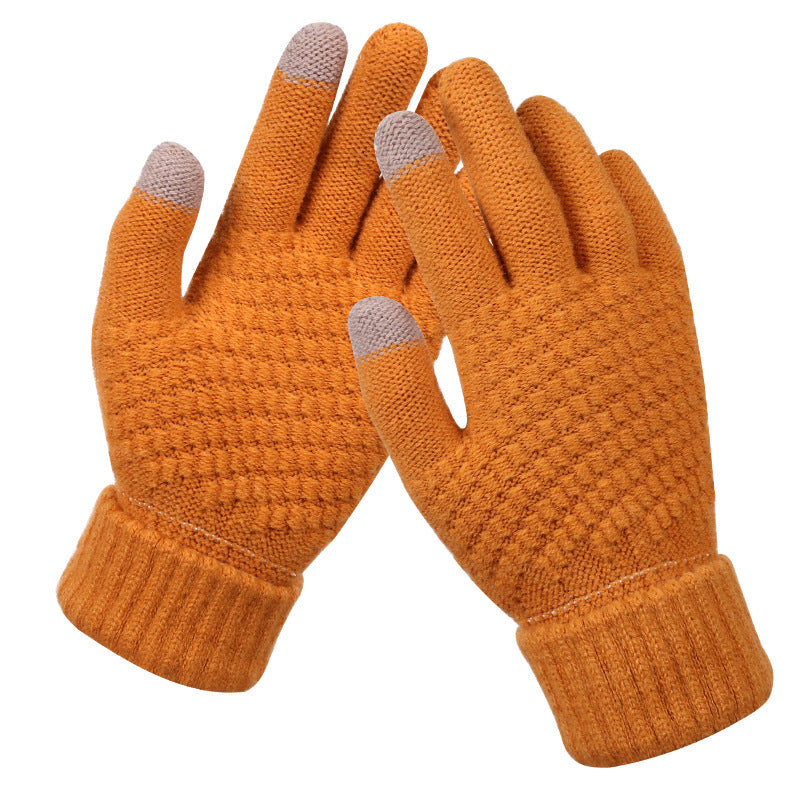 Factory direct wholesale winter gloves lovers knitted gloves jacquard brushed gloves winter touch screen gloves