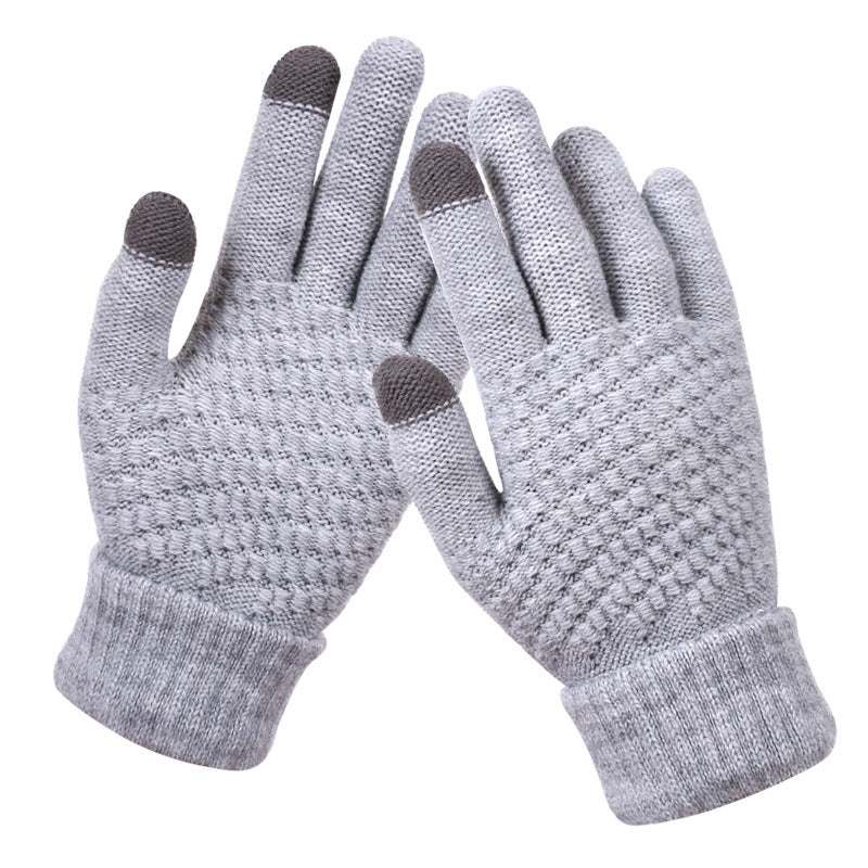 Factory direct wholesale winter gloves lovers knitted gloves jacquard brushed gloves winter touch screen gloves
