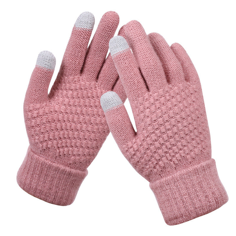 Factory direct wholesale winter gloves lovers knitted gloves jacquard brushed gloves winter touch screen gloves