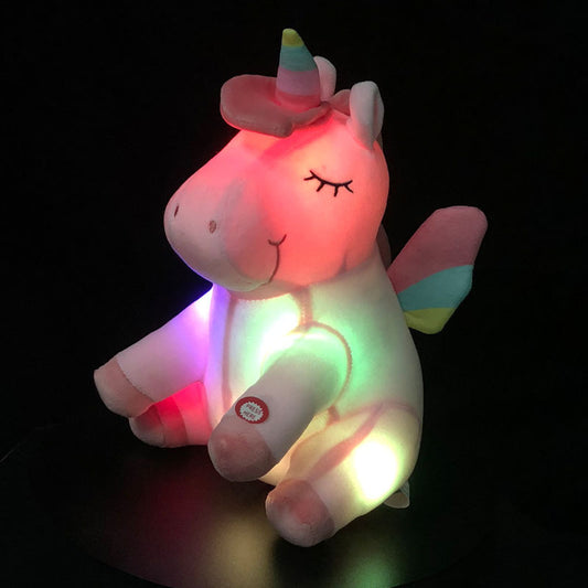 Amazon hot net red led luminous rainbow unicorn doll plush toy children gift spot wholesale