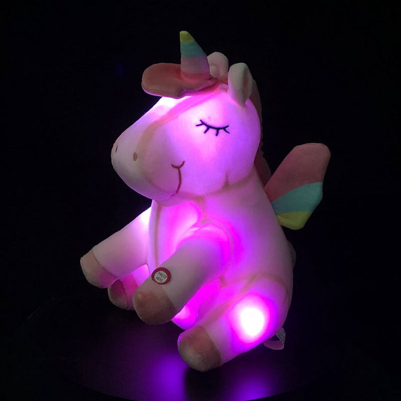 Amazon hot net red led luminous rainbow unicorn doll plush toy children gift spot wholesale