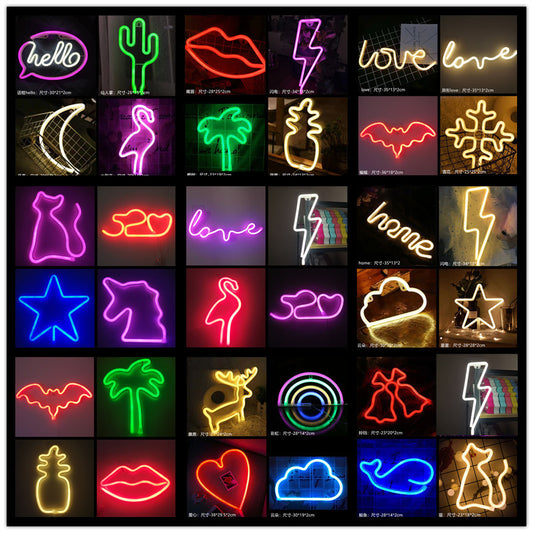 Amazon cross-border explosion of LED neon lights with lightning love shape lights Christmas bar decoration lights