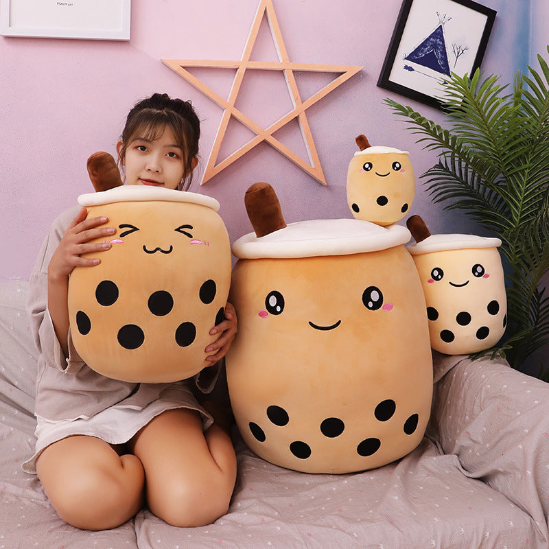 Creative simulation milk tea plush toy cup pillow cute funny doll pearl milk tea cup cushion creative decoration