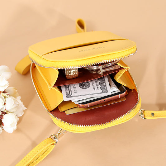 Solid color zipper crossbody shoulder bag forever young multifunctional mobile wallet(20x13x3cm)