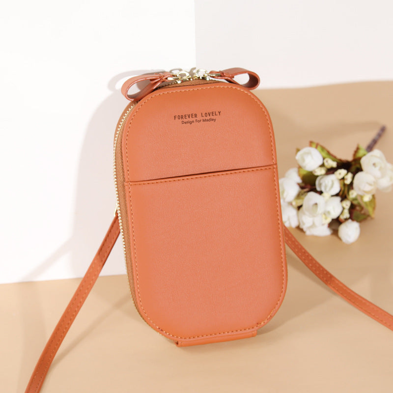 Solid color zipper crossbody shoulder bag forever young multifunctional mobile wallet(20x13x3cm)