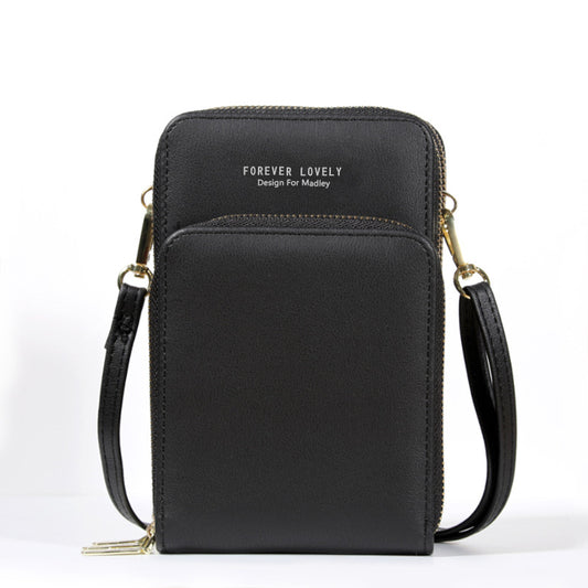 Large-capacity diagonal bag solid color multi-function mobile phone bag female messenger wallet
