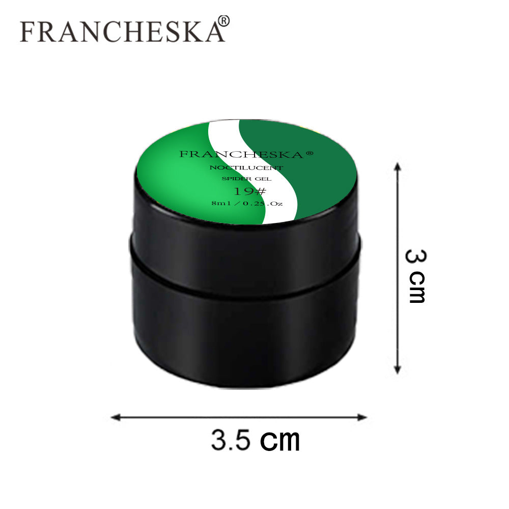 Luminous drawing glue nail art painting luminous elastic drawing glue 8ml phototherapy luminous drawing spider glue set