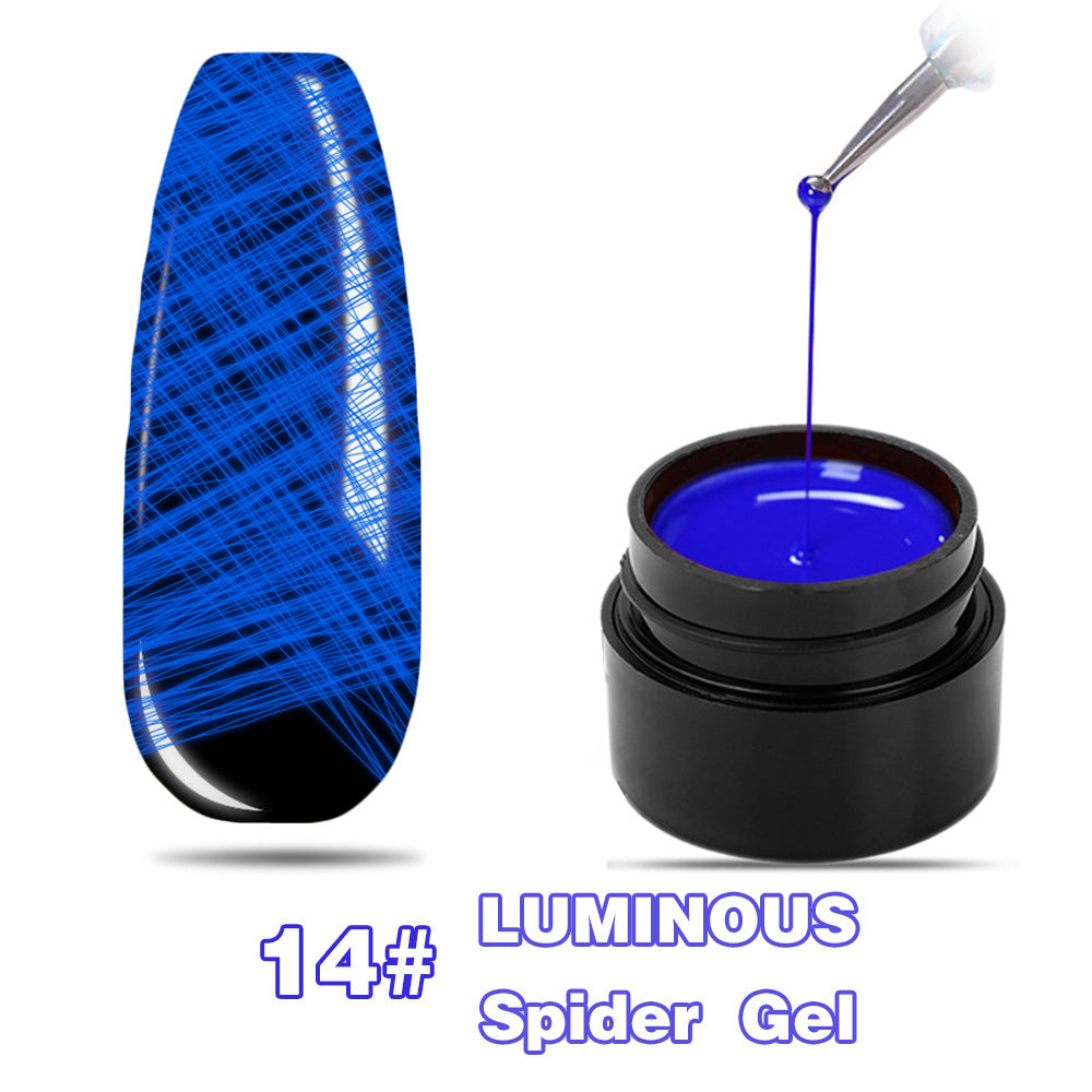 Luminous drawing glue nail art painting luminous elastic drawing glue 8ml phototherapy luminous drawing spider glue set