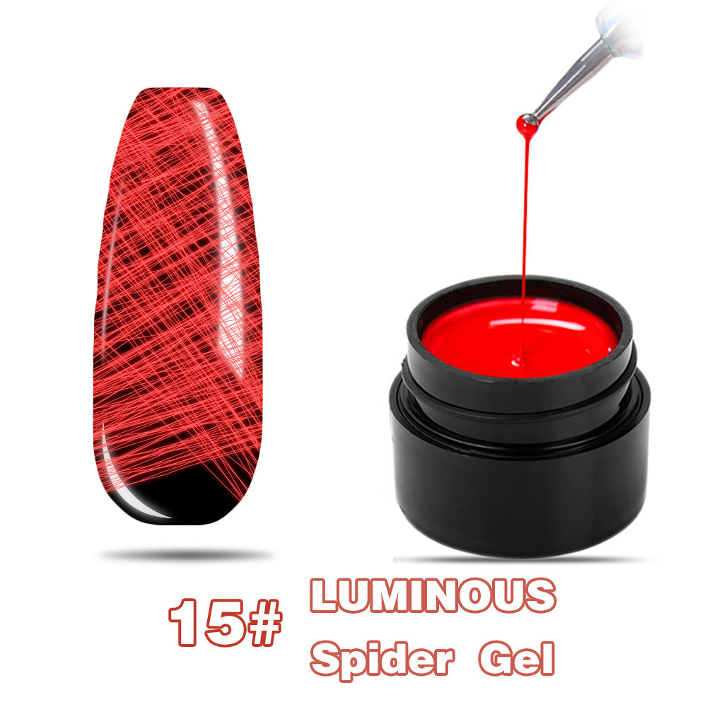 Luminous drawing glue nail art painting luminous elastic drawing glue 8ml phototherapy luminous drawing spider glue set