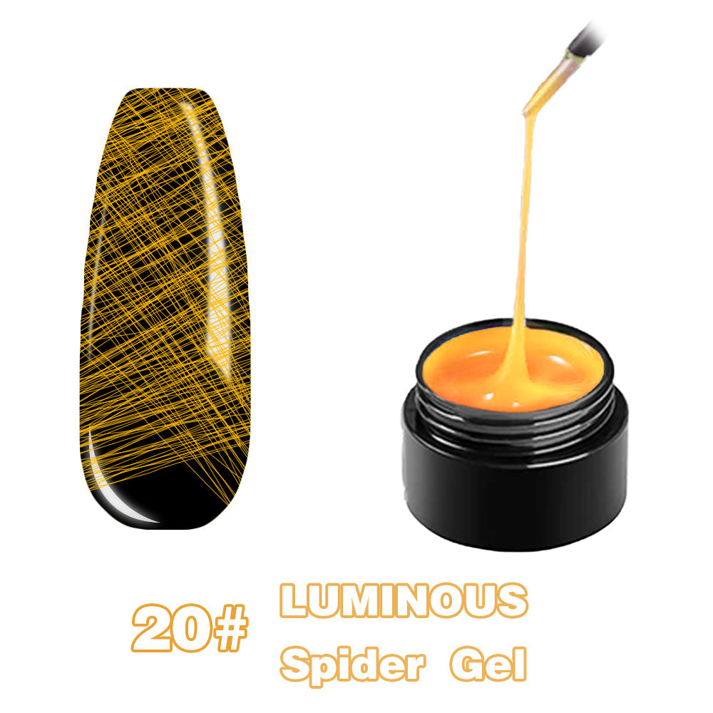 Luminous drawing glue nail art painting luminous elastic drawing glue 8ml phototherapy luminous drawing spider glue set