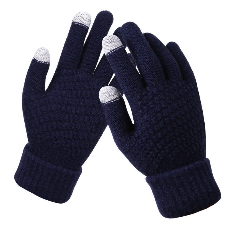 Factory direct wholesale winter gloves lovers knitted gloves jacquard brushed gloves winter touch screen gloves