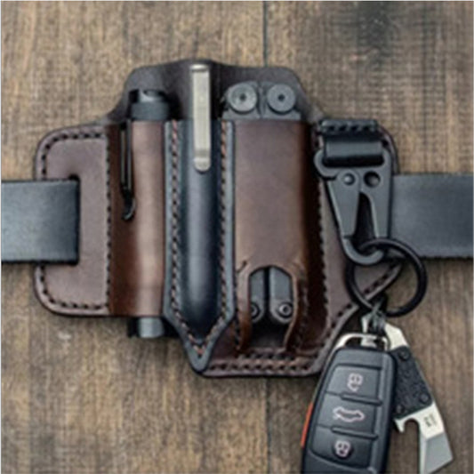 Outdoor EDC Tool Holster Wild Survival Waist Kit Leather Flashlight Set Scabbard Scissors Sabre Set