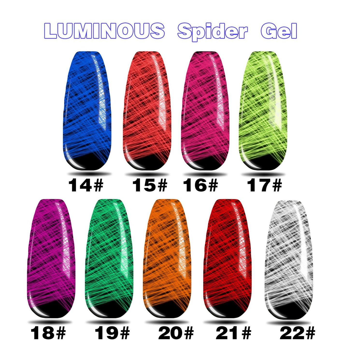 Luminous drawing glue nail art painting luminous elastic drawing glue 8ml phototherapy luminous drawing spider glue set