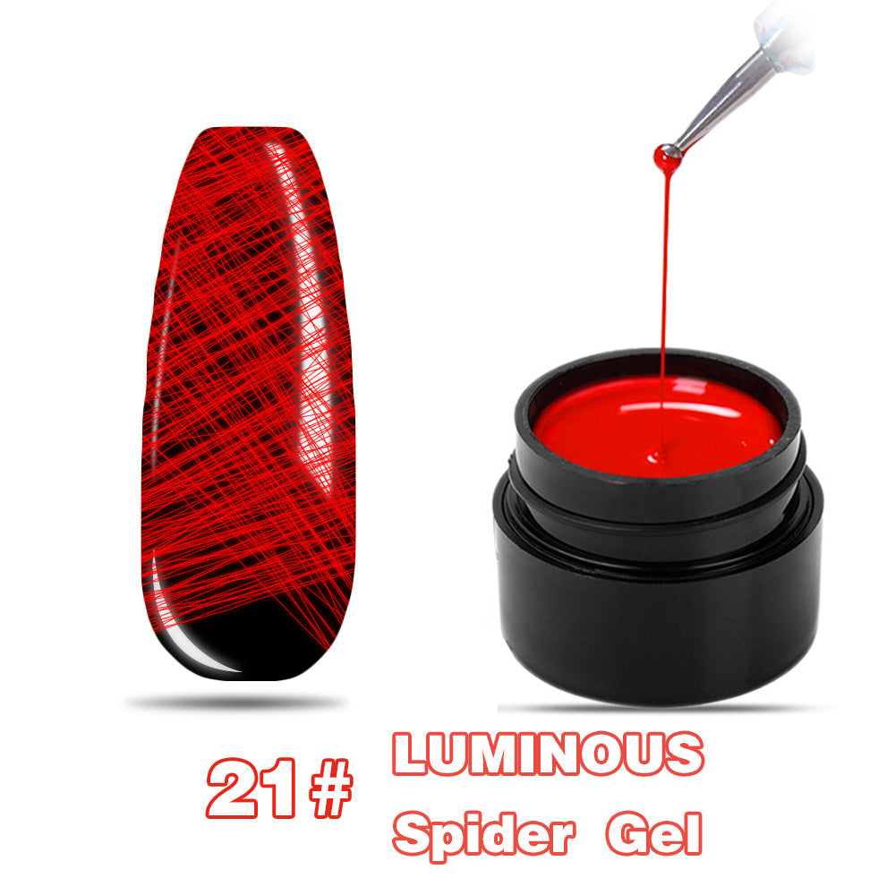 Luminous drawing glue nail art painting luminous elastic drawing glue 8ml phototherapy luminous drawing spider glue set
