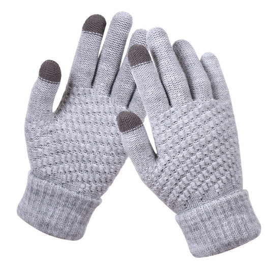 Factory direct wholesale winter gloves lovers knitted gloves jacquard brushed gloves winter touch screen gloves