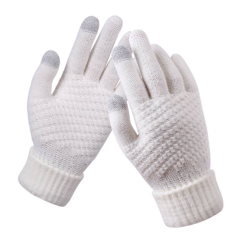 Factory direct wholesale winter gloves lovers knitted gloves jacquard brushed gloves winter touch screen gloves