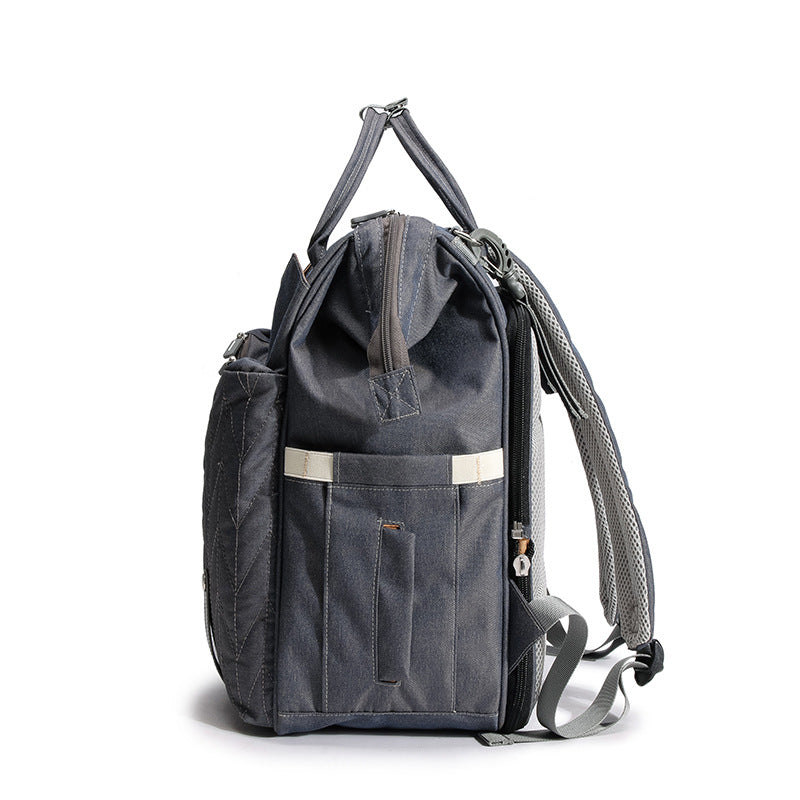 Folding baby crib bag Multifunctional fashionable mother and baby bag Large-capacity double shoulder mother backpack Diaper bag