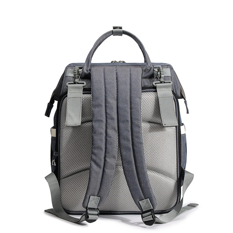 Folding baby crib bag Multifunctional fashionable mother and baby bag Large-capacity double shoulder mother backpack Diaper bag