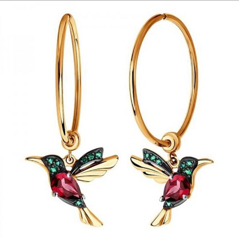 Wish new fashion zircon bird earrings