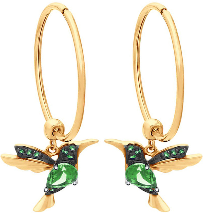 Wish new fashion zircon bird earrings