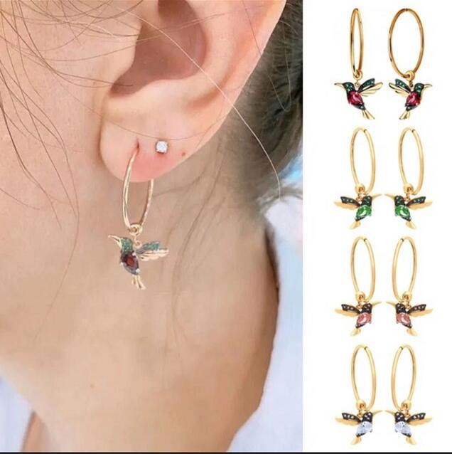 Wish new fashion zircon bird earrings