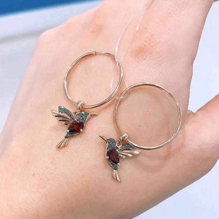 Wish new fashion zircon bird earrings