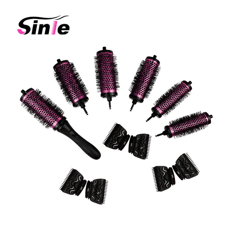 6-piece curly hair comb set, changeable head, high temperature resistant aluminum and copper hair comb, purple and black optional, OEM