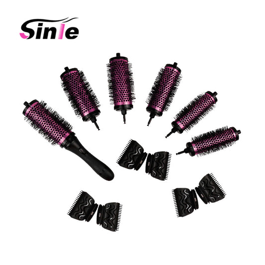 6-piece curly hair comb set, changeable head, high temperature resistant aluminum and copper hair comb, purple and black optional, OEM