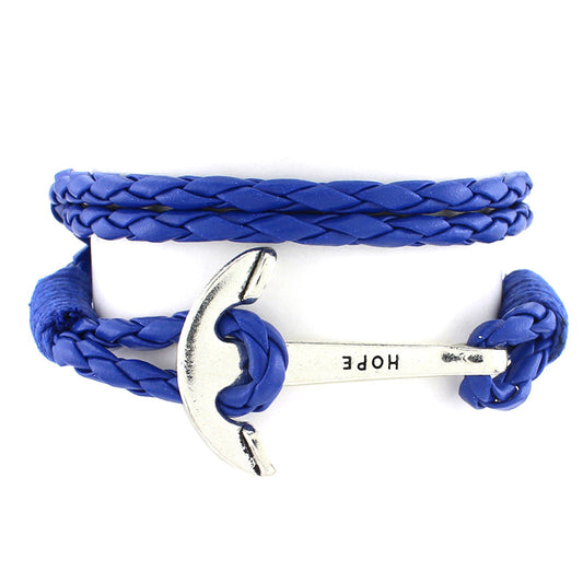 GC04 cross-border models of foreign trade explosions Multi-layer leather rope winding woven bracelets Fashion retro hope anchor bracelets