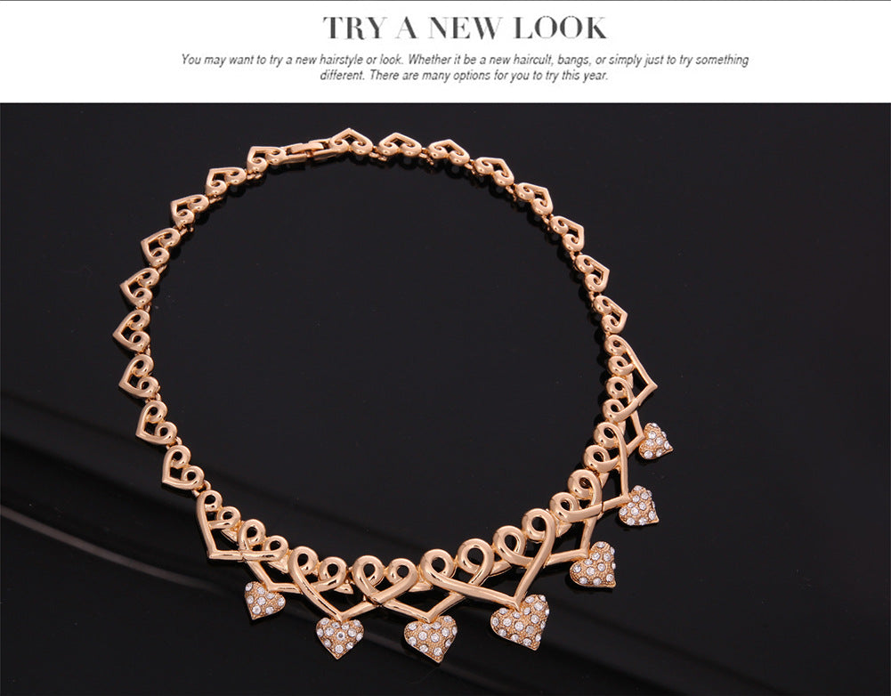 Wish Amazon cross-border e-commerce popular creative love necklace earrings jewelry four-piece factory direct sales