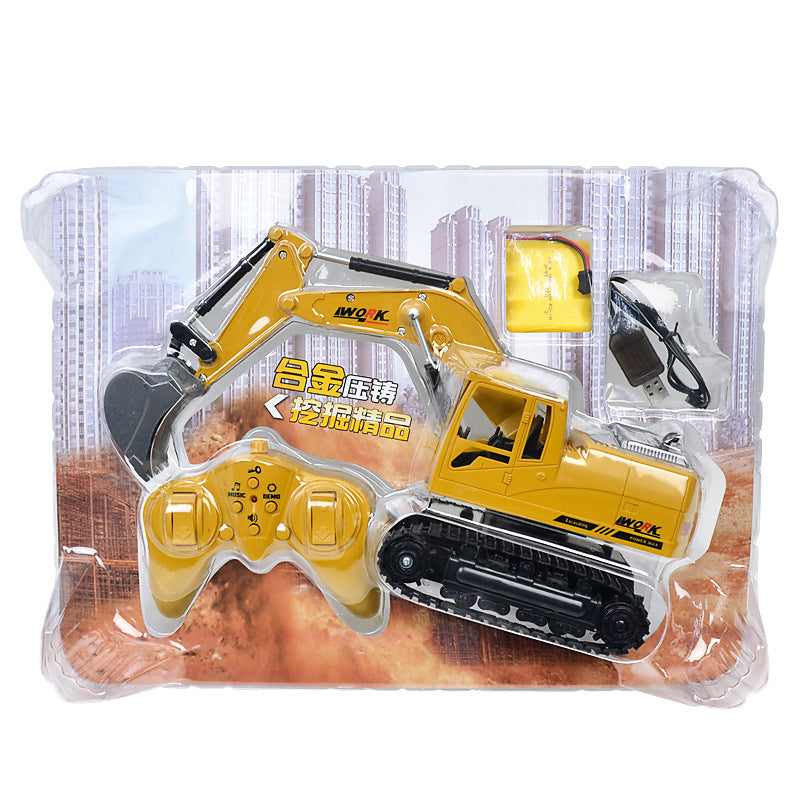 2.4G eight-way alloy excavator 1:24 wireless remote control excavator children charging remote control car toy