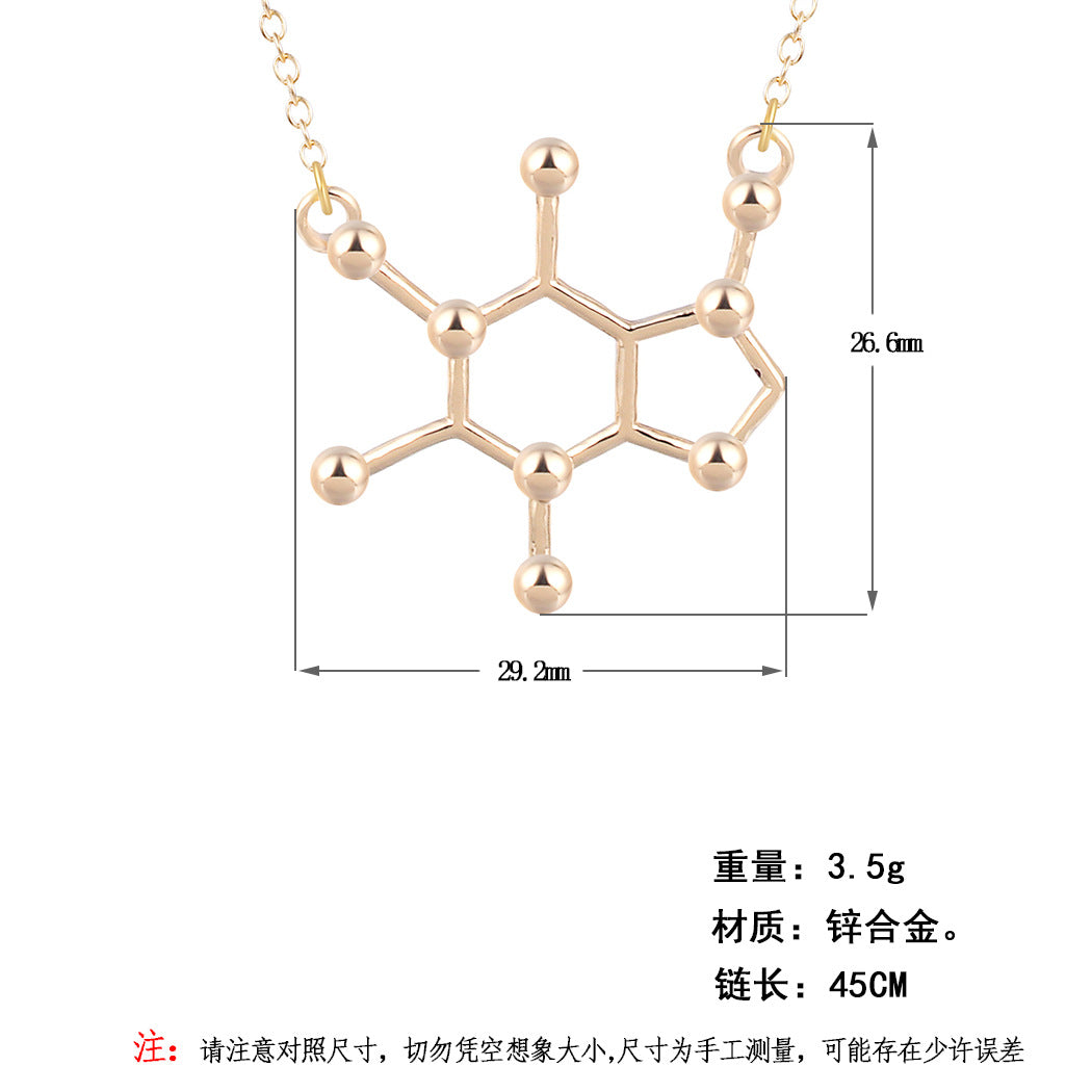 Qiming Hollow Hexagon Polygon Pendant Necklace Foreign Trade Hot Sale Alloy Jewelry One Generation