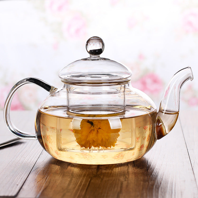 Factory wholesale heat-resistant glass set of herbal tea set flower teapot with filter Kung Fu tea set gift special set