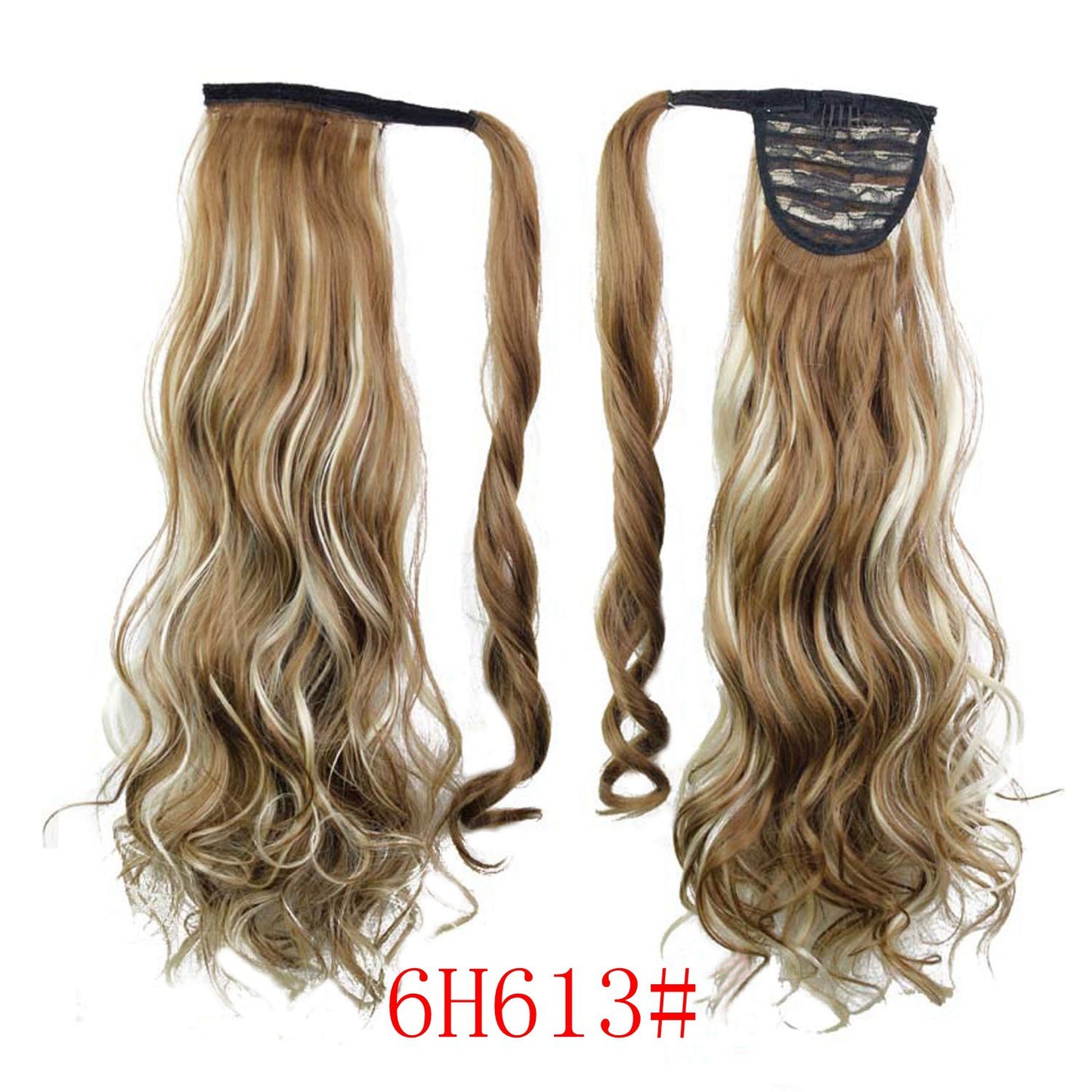 WTB 22" Long Wavy Wrap Around Clip In Ponytail Hair Extension Heat Resistant Synthetic Natural Wave Pony Tail Fake Hair