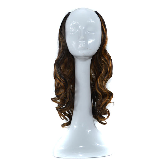U-shaped half headgear wig female mid-length large wave pear flower roll midpoint realistic natural fluffy long curly hair headgear